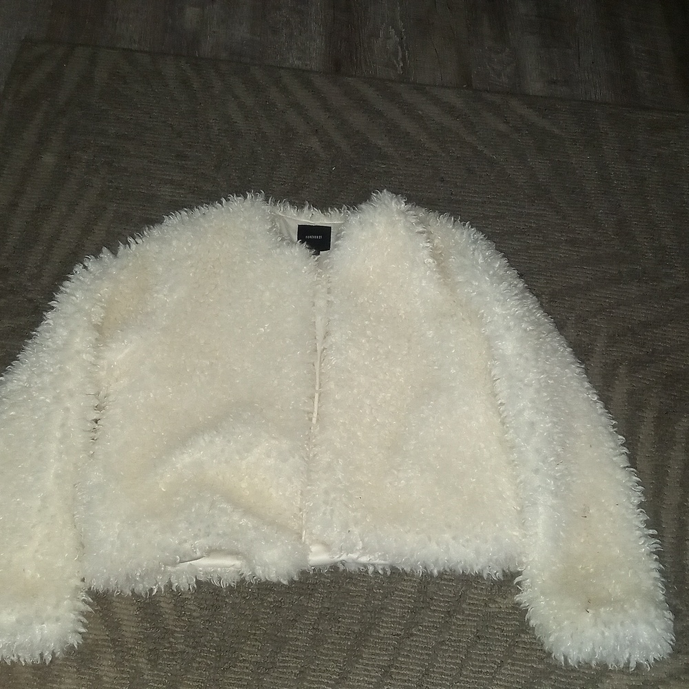Forever 21 Soft White Faux Fur Jacket
